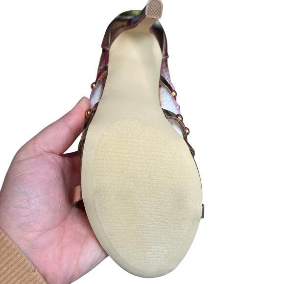 Shoedazzle Strappy Heels Size 5.5 Rose Gold Fairy Princess Party Wedding Guest - Picture 6 of 8